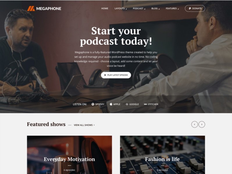 Megaphone тема для подкастов бизнесменов