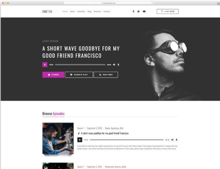 Castilo тема для подкастов WordPress
