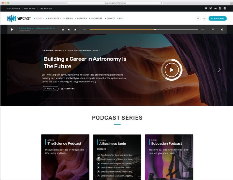 Wpcast тема для подкастов WordPress
