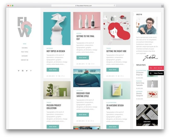Тема WordPress для личного блога Flow