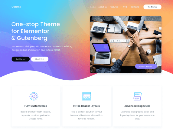 Gutenix - бесплатная многоцелевая тема WordPress