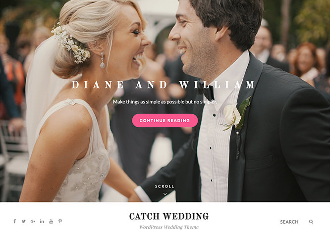 Catch Wedding - это бесплатная, простая, но многофункциональная свадебная тема WordPress