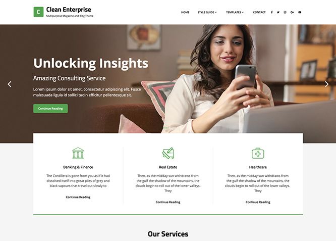 Clean Enterprise - это адаптивная бесплатная корпоративная тема WordPress