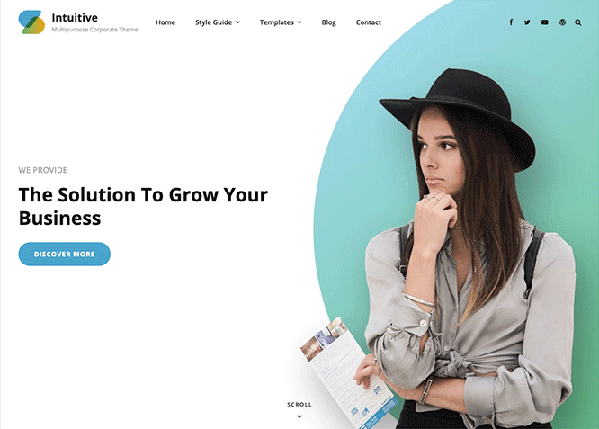Intuitive - это минималистичная многоцелевая корпоративная тема WordPress