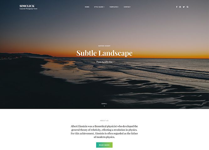 SimClick - это бесплатная тема WordPress для корпоративной фотографии