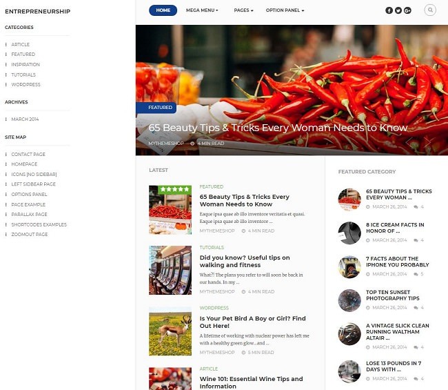 Скриншот entrepreneur темы