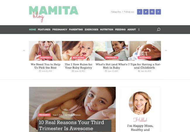 Mamita | WordPress шаблон для блога о семье и материнстве