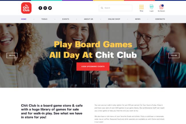 Chit Club | WordPress шаблон для антикафе и клуба настольных игр