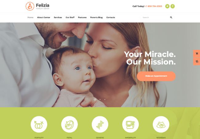 Felizia | WordPress шаблон для центра планирования семьи