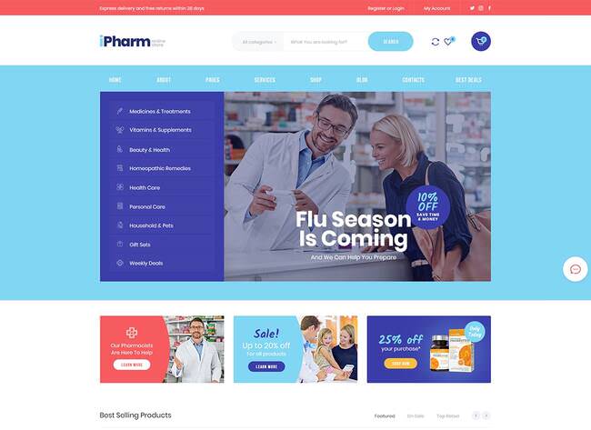 IPharm - тема WordPress для интернет-аптек и медицины