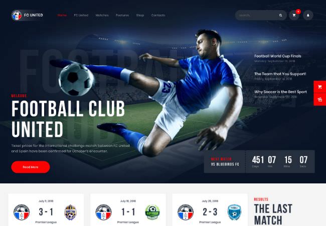 FC United | WordPress шаблон для спортивного клуба и магазина