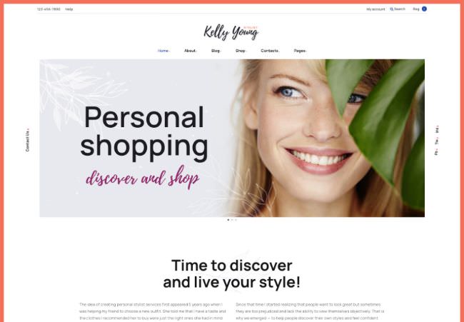 Kelly Young | WordPress шаблон для персонального портфолио и резюме стилиста
