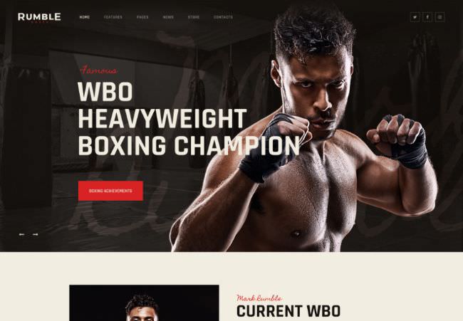 Rumble | WordPress шаблон для клуба боевых искусств и магазина спортивного оборудования
