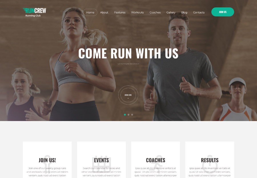 RunCrew | WordPress шаблон для спортивного клуба и магазина