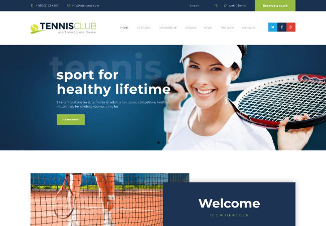 Tennis Club | WordPress шаблон для теннисного клуба, магазина спортивных товаров