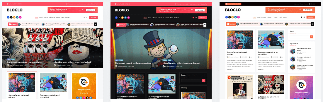 Демоверсии шаблона Bloglo