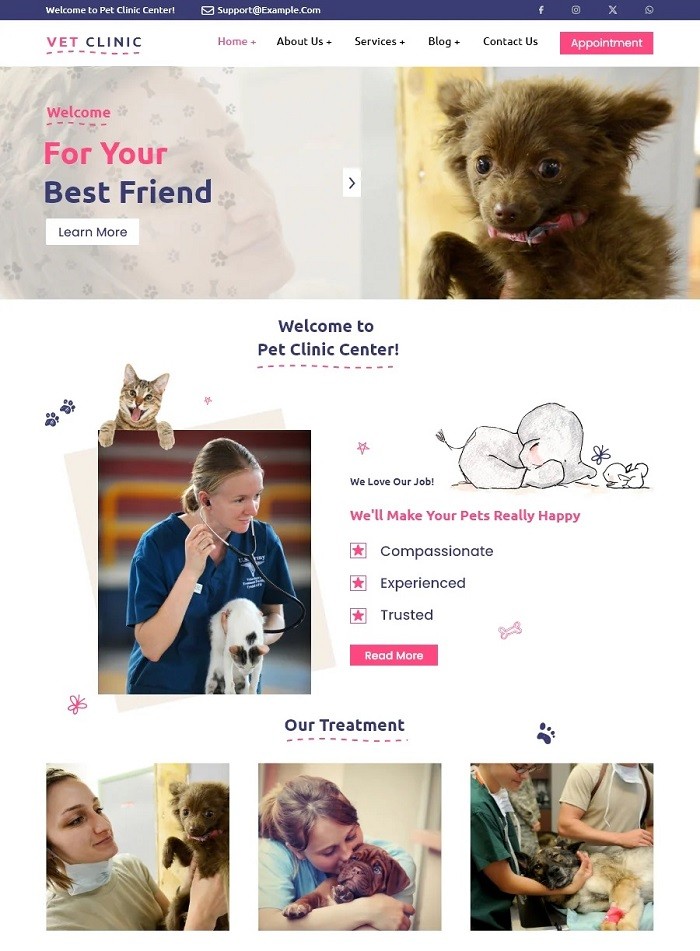 Vetclinic - бесплатная тема WordPress для ветеринарной клиники