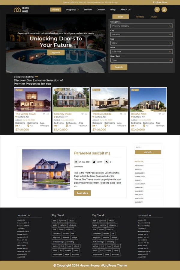 Real Estate Manager - бесплатная тема для брокера по недвижимости