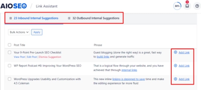 All in One SEO – Link Assistant
