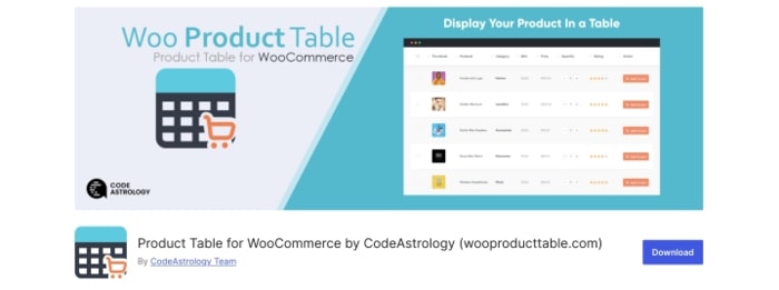 Product Table for WooCommerce by CodeAstrology
