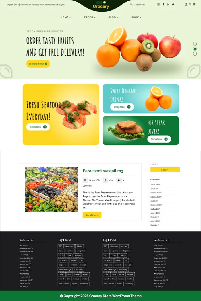 Бесплатная тема WordPress для продуктового магазина