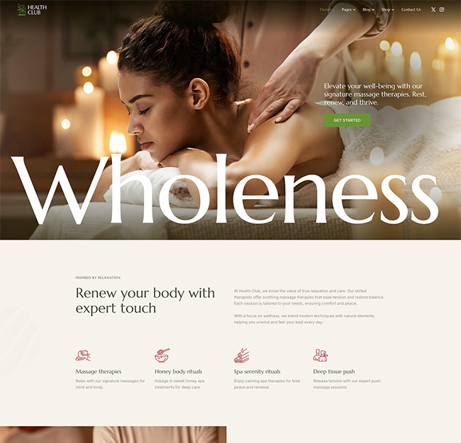 health club massage salon