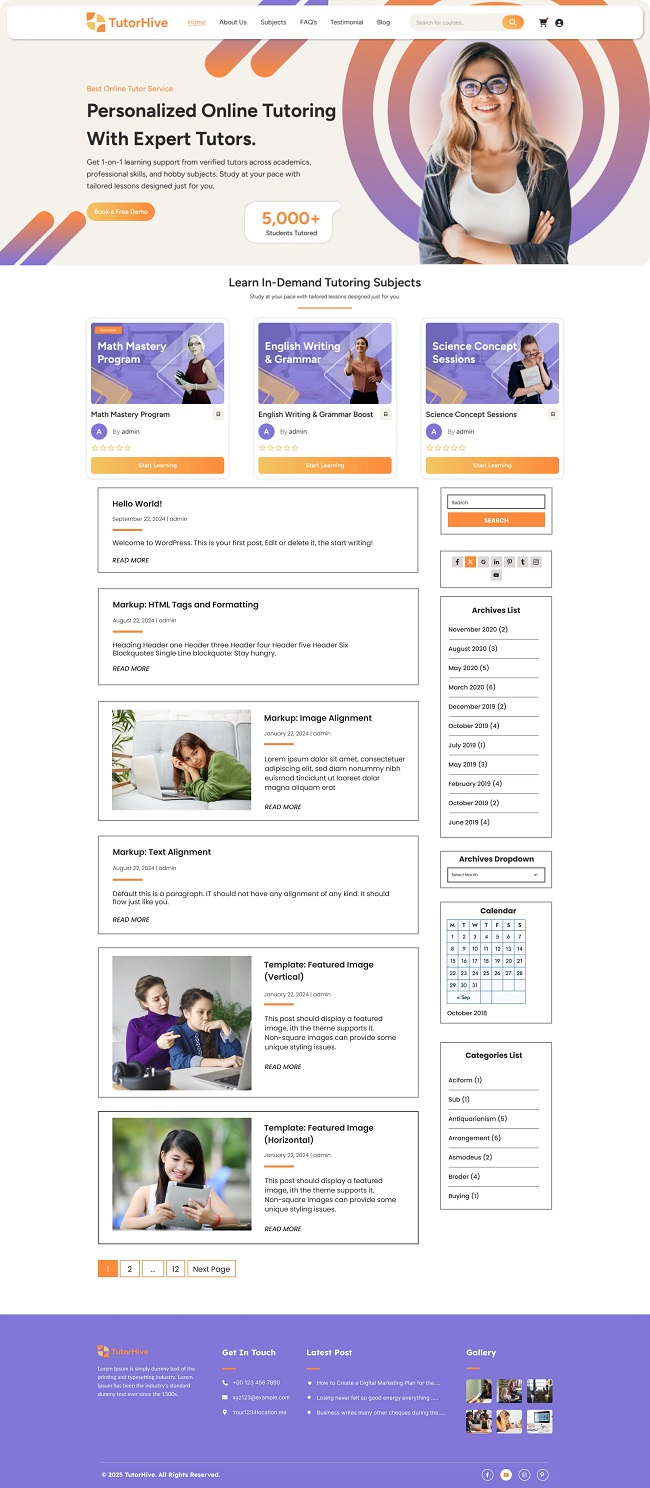 Personal Tutor - Вордпресс тема